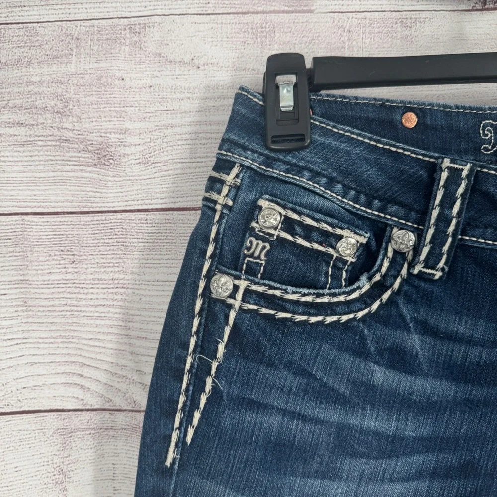 Miss Me Signature Skinny Jeans Size 26 Embellished Pockets Dark‎ Wash Denim